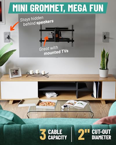 ECHOGEAR TV Cord Hider - 2.5" Mini in Wall Cable Management Kit Cord Concealer for Wall Mounted TVs - Easy 3-Step Install w/Locking Winged Grommets for Secure Fit - White - color: White