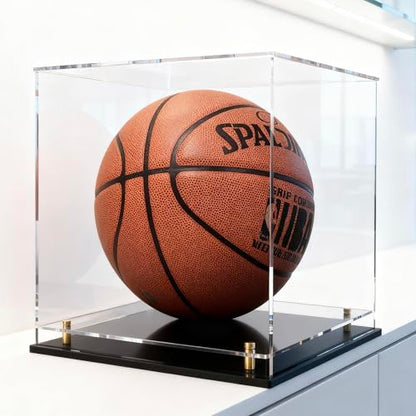 Acrylic Display Case for Collectibles, Dustproof Acrylic Box with Clear Display Elevation & Gold Risers, Large Display Case for Figures Toys Memorabilia, 12" L x 12" W x 12" H - size: 12"L x 12"W x 12"H