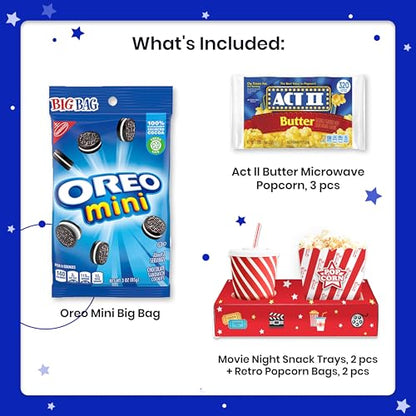 Movie Night Basket Gift Set – with Candy Variety Pack, Movie Trays, Movie Snacks & Popcorn Set – Gift Baskets For Families by Cheshire Gifts