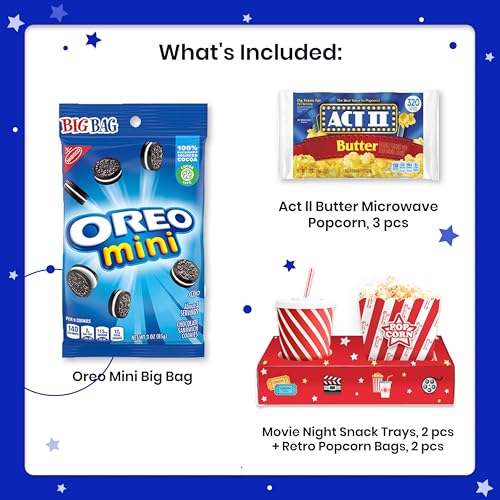 Movie Night Basket Gift Set – with Candy Variety Pack, Movie Trays, Movie Snacks & Popcorn Set – Gift Baskets For Families by Cheshire Gifts