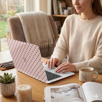 DONGKE Case for MacBook Air 13 Inch (2021-2018 Models A2337 M1/A2179/A1932), Chalk Pink Polka Dots Hard Shell Case with Keyboard Protector, Compatible with Retina Display and Touch ID - color: Chalk Pink Polka Dots
