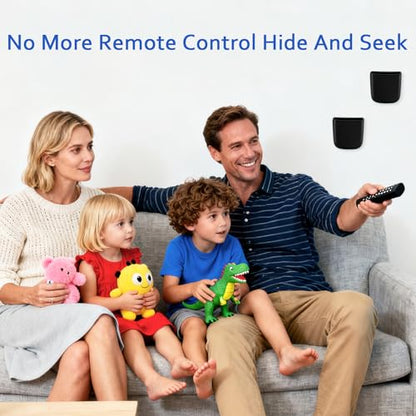 SUNFICON Wall Mount Remote Holder TV FAN Remote Control Holder Bedside Caddy Wall Organizer Phone Holder for Office Adhesive Media Player Controller Holder Box Tray Home Desk Nightstand Black 3PACK - color: 3PACK BLACK