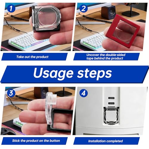 PC Power Button Switch Cover 26x26mm Square Hole 2-Pack | Solid ABS plastic guard with adhesive. Fits 38x34x19mm external spaces on PCs, CNC panels, and home appliances perfectly. - style: Square opening
