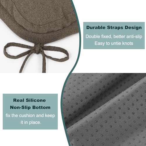 baibu Set of 6 Dining Chair Cushions, Dual-Layer Patent Design Memory Foam Kitchen Chair Cushions, Non-Slip Seat Pads with Ties, 16.5 x 16.5 x 3.5in, 6 Pack, Dark Brown - color: Brown, size: 6 Count (Pack of 1)