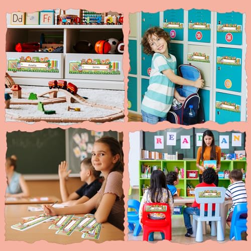 Pajean 25 Pcs Classroom Name Plate Animal Desk Nameplate Traditional Manuscript Name Plates Farm Animals Nameplate for Student Teaching Supplies Cubbies Desks Locker Labels School Decor