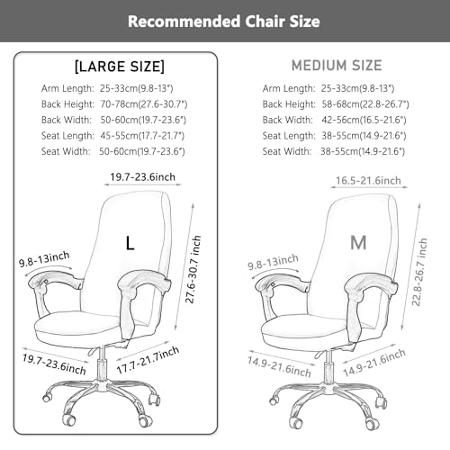 Melaluxe Office Chair Cover with Arm Covers - Universal Stretch Desk Chair Cover, Computer Chair Slipcovers (Size: L) - Black - color: Black, size: Large with Arm Cover