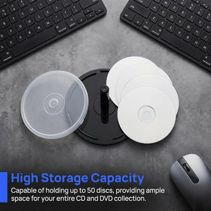 Cd Storage Bucket Empty Round Cd/Dvd Storage Container Space Saving Media Box for Home Dorm Easy Access Cd Holder Case 4 Pack 5.31 X 5.31 X 3.54 in