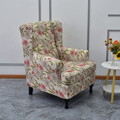 KRFOONN Wingback Chair Covers Slipcovers 2 Piece Stretch Wing Chair Covers Spandex Slipcovers Wingback Sofa Covers Armchair Covers Non-Slip Furniture Protector, 14 - color: 14