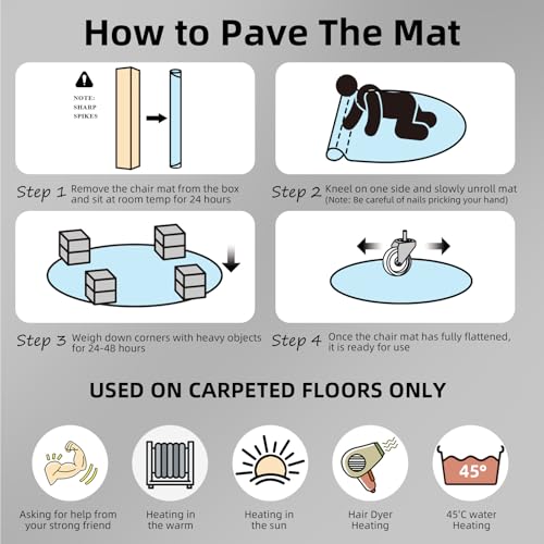 PVC Chair Mat for Carpet, Computer Desk Floor Protector, Rolling Chair Pad, 36 x 36 Inch, 2 Pack - size: 2 Pack 36" x 36"