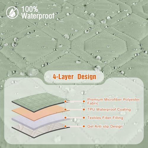 VANSOFY Loveseat Recliner Cover with Console 100% Waterproof Sofa Slipcovers Non-Slip Reclining Couch Cover Split Sofa Covers Furniture Protector for Pets, Dogs(Light Green) - color: Light Green