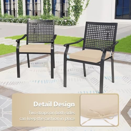 Outdoor Chair Cushions Set of 4, 17x16x2 Inch Patio Furniture Cushions, Water Resistant, Non-Slip Ties (Beige) - color: 1 - Beige, size: 17x16x2|4 Pack