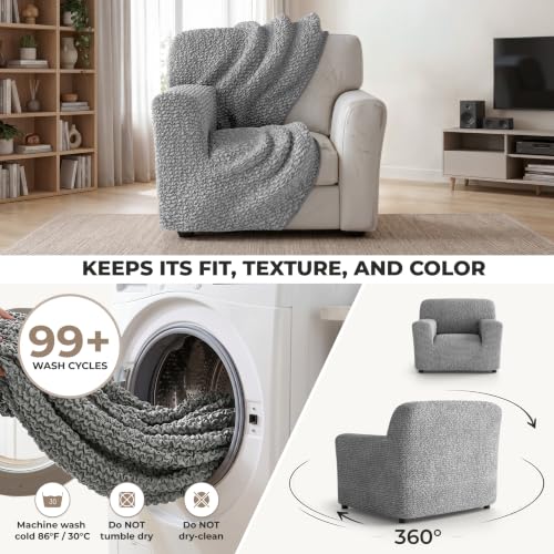Premium Stretch Couch Covers for Sofa - Sofa Chair Cover Washable, Dogs & Pets Friendly - Elastic Polyester Loveseat Slipcovers - Non-Slip Love Seat Couch Covers - Ash (21"-39" Wide) - color: Ash, size: 21"-39" Wide