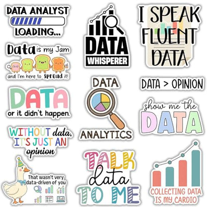 SODAVA (12Pcs-3in) Funny Data Analyst Stickers Pack – Analytics Humor Data Science Quotes Laptop Water Bottle Notebook Decals - color: Data Analyst