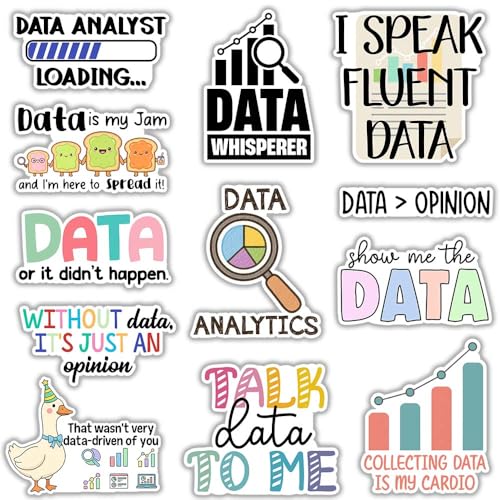 SODAVA (12Pcs-3in) Funny Data Analyst Stickers Pack – Analytics Humor Data Science Quotes Laptop Water Bottle Notebook Decals - color: Data Analyst