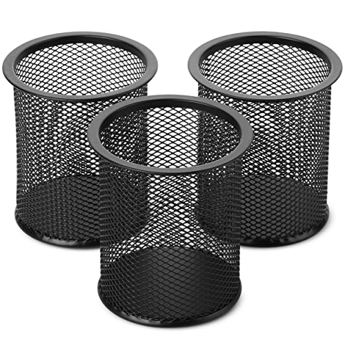 Mr. Pen- Mesh Pen Holder, 3pcs, Pen Holder, Pencil Cup Holder | Black Pen Holder, Pen Cups, Metal Pencil Holder, Black Mesh Pencil Holder, Pen Holder for Desk, Pen Organizer for Desk