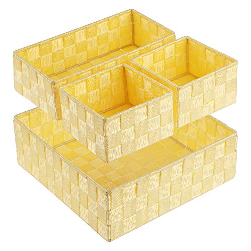 Posprica Woven Storage Baskets for Organizing, Small Black Baskets Cube Bin Container Tote Organizer Divider for Drawer, Closet, Shelf, Dresser, Set of 4(Yellow) - color: Yellow