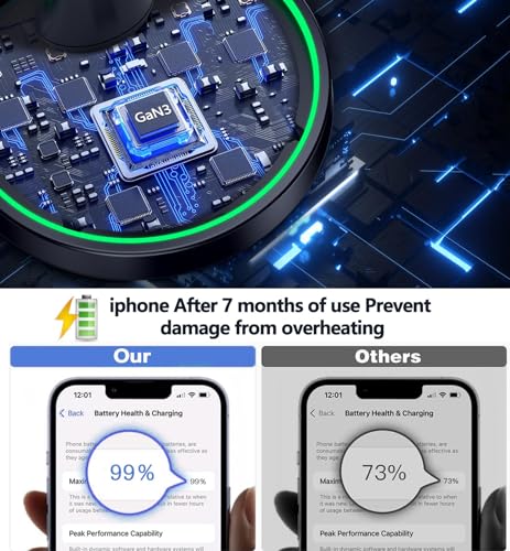 2 Pack Magnetic Wireless Charger Stand 15W Fast Mag-Safe Charger for iPhone iPhone 17 /17 pro/ 17 Air/ 17 pro max 16/15/14/13/12 Series Magnet Wireless Charging Station with Light for AirPods - color: Magnetic Two Pack Black