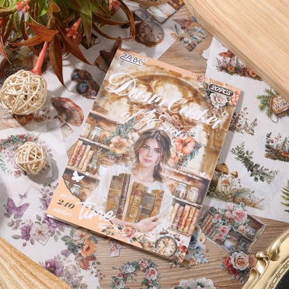 Scrapbooking Stickers 20 Sheets Pre-Cut 200 washi Stickers PET People Sticker Books for journaling Scrapbook Supplies Flower Transparent Journal Sticker - color: Beige