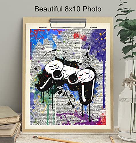 Remote Control Wall Decor - Gaming Graffiti Art - Street Art Poster Print for Game Room, Dorm, Bar, Boys Room, Bedroom - Gift for Gamers, Xbox, PS4, Playstation, Video Game, Arcade Fans, Men, Teens - size: 8"L x 10"W