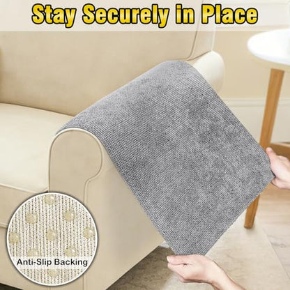 Couch Arm Covers, Sofa Arm Covers, Waterproof Armrest Cover for Sofa, Loveseat, Armchair, Anti-Slip Recliner Arm Cover, Headrest Cover, Arm Chair Covers Set of 2 (Gray, 22"×18") - color: Grey, size: 22" x 18" - 2 pcs