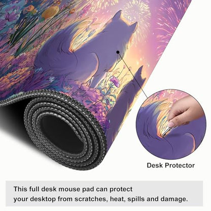 Mouse Pad, Large Anti-Slip with Stitched Edges Desk Mat Desktop Laptop Computer Desk Keyboard Mat,Table Protector Blotter Mat (Dog, 31.5" x 11.8")