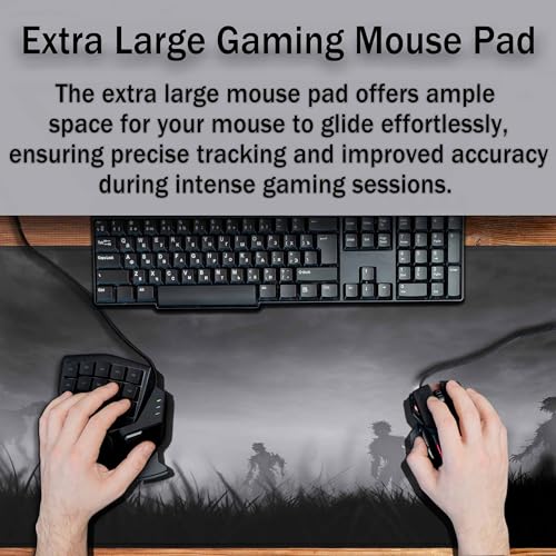 Creepy Zombies Gaming Mouse Pad Haunted Field Eerie Landscape Halloween Large Mousepad Desk Keyboard Mat for PC,Home,Office 35.4"X15.7" - color: Creepy zombies