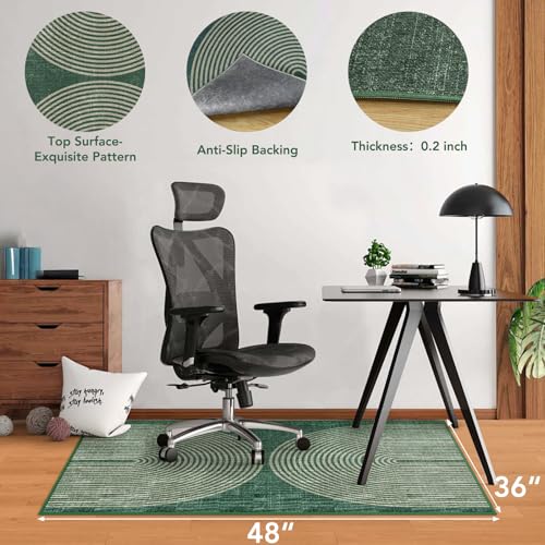Office Chair Mat for Hardwood Floor&Tile Floor,36"X 48" Heavy Duty Desk Chair Mat for Hard Floors,Under Desk Rug for Rolling Computer Chair,Anti Slip,Low Pile Carpet Floor-Geo Green - color: Geo Green, size: 36"X 48"