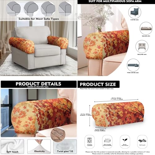 Maple Leaves Headrest Cover for Recliner Furniture Protectors Washable slipcover Couch Chair Headrest Pad Cloth Sofa Back Covers Non Slip Headrest Cover for loveseats,Office Theater Seat - color: Maple Leaves