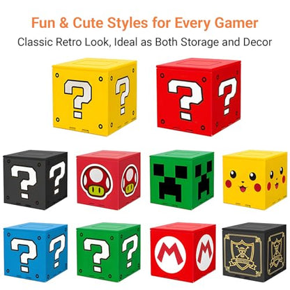 Switch Cartridge Case Holder Cube 41 Slots Compatible With Nintendo Switch 2 & Switch & Oled & Lite, Portable Game Storage Case Cute Retro Themed Travel Game Card Storage Question Mark Block Box Black - color: Black