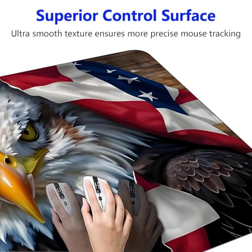 Large Gaming Mouse pad,Eagle, National Flag Anti Slip Rubber Base Mouse pad, Suitable for Computer, Laptop, Office Desk Accessories - color: Eagle, national flag