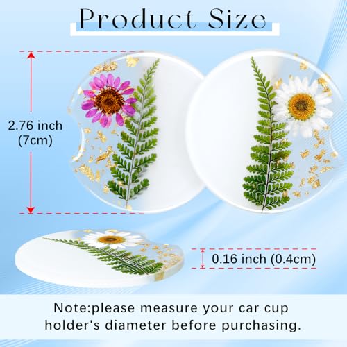 Swooflia Flower Car Cup Holder Coasters for Women - 2.75 Inch Cute Resin Clear Automotive Drink Cupholder Insert Car Accessories 2 Pack Purple - color: Purple