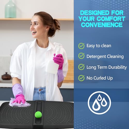 1 inch Thick Anti Fatigue Kitchen Mat Standing Mat with Massage Ball, Non Slip Standing Desk Mat with Massage Point, Multi-Purpose Comfort Floor Mat for Feet, Office, Home (Black, 17"x28"x1") - size: 28"L x 17"W x 1"Th
