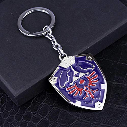 DeltaHalo | Link Shield Keychain Legend of Zelda Keyring |"Thin-Tin" Super Light Weight Metal Keychain (Blue), Small