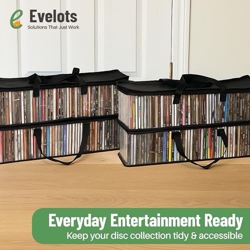 Evelots CD Storage Bags (8 Pack) Clear PVC Plastic Media Carrying Case with Zipper - Holds 400 CDs Total - Strong Handles - Protects CDs, Video Games, Music from Dirt & Moisture - size: 8-Pack (Holds 400), style: CD Storage Bag