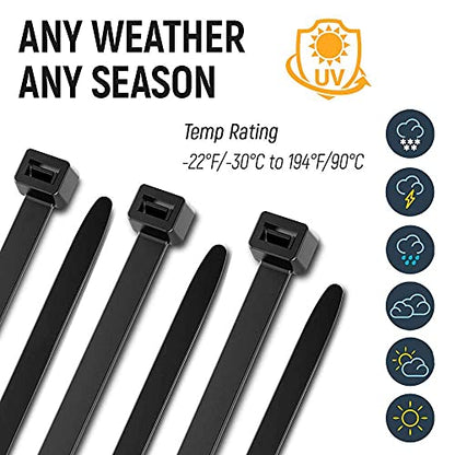 ALBO Black Zip Ties Heavy Duty 16 Inch Long 120lb - 100 Pack Plastic Cable Ties 0.3 Inch Thick UV Resistant Tie Wraps for Indoor and Outdoor Use - size: 16" Black 100 Pack 120lb