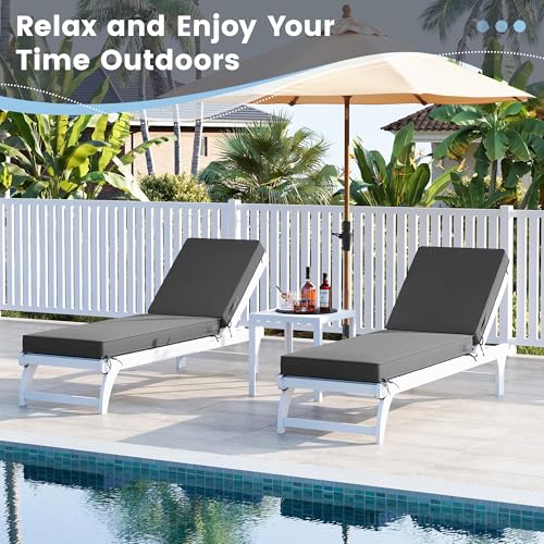 UDPATIO Chaise Lounge Chair Cushions, Oversized Thick 4-Inch Foam Pad, Fade-Proof Chairs Cover for Patio, Poolside, Lawn, Deck & Outdoor Furniture - Removable Accessories - color: Dark Grey, size: 1