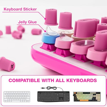 70PCS Universal Long Nails Keyboard Stickers, Self-Adhesive Raised Keyboard Bubbles, Keyboards Cap for Long Acrylic Nail, Silicone Heart Shaped Keyboards Cover for Women Girl Present - Hot Pink - color: 70PCS - Rose Red