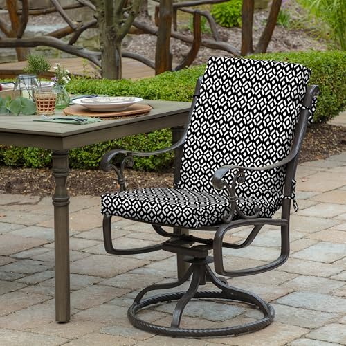 Arden Outdoor Midback Chair Cushion, 18 x 16.5, Rain-Proof, Fade Resistant Black Demi Tile - color: Black Demi Tile