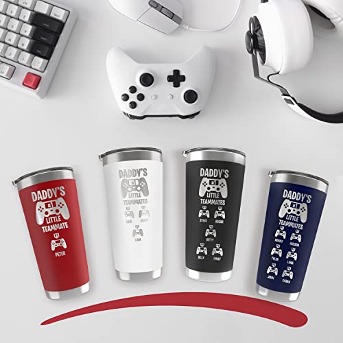 Personalized Gamer Dad Tumbler - Custom Retro Gamer Travel Mug with Kids Names - Stainless Steel Cup, Gifts for Fathers Day for Dad (20oz & 30oz, 6 Colors) - color: Gamer Dad Tumbler