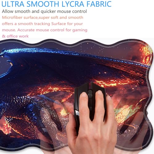 Bxgolkgd Desk Mat Set,Mouse Pad with Keyboard Wrist Rest & Mouse Wrist Rest,Wave-Shaped Design,Non-Slip Rubber Base,Ergonomic Desk Mat for Home,Office,Gaming,Dragon - color: Dragon
