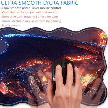 Bxgolkgd Desk Mat Set,Mouse Pad with Keyboard Wrist Rest & Mouse Wrist Rest,Wave-Shaped Design,Non-Slip Rubber Base,Ergonomic Desk Mat for Home,Office,Gaming,Dragon - color: Dragon