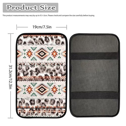 Wanyint Car Center Console Cover Anti-Slip Auto Armrest Cushion Cover Seat Box Pad Universal Fit for Most Vehicles, Aztec Leopard Print Beige - color: Aztec Leopard Print Beige