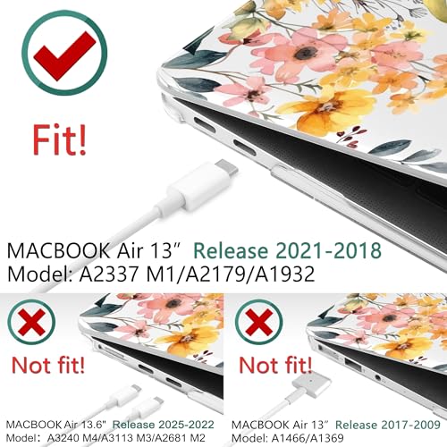 DONGKE Compatible with MacBook Air 13 inch Case 2021 2020 2019 2018 Release A2337 M1 A2179 A1932 with Retina Display Touch ID, Plastic Hard Shell & Keyboard Cover - Color Daisy - color: Color Daisy X811