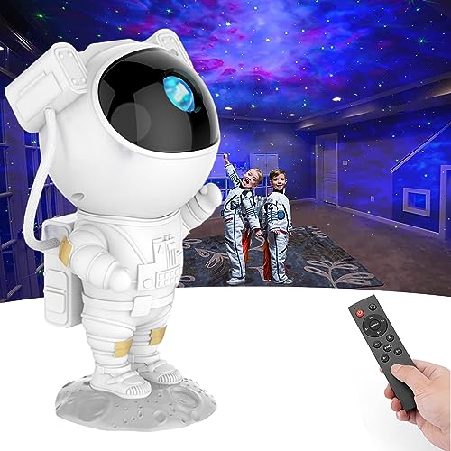 SFOUR Astronaut Galaxy Projector, Star Projector Night Light with Remote Control & Timer, 360° Rotatable Head, 8 Nebula Effects, Adjustable Brightness for Kids Bedroom, Home Party Decor, Birthday Gift - color: White