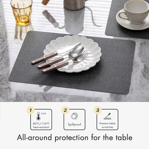 Baroyal Faux Leather Placemats Set of 6 Vinyl Washable Wipeable Table Mats for Kitchen Dining Table Heat Resistant Waterproof Modern Indoor/Outdoor Placemats Non-Slip Easy Clean Place Mats (Midnight) - color: C-midnight