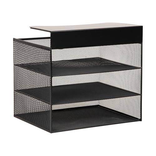 Mind Reader Slide-On Under Desk File Organizer, No Tools Required, Hanging Storage for Laptops, Folders, and Notebooks, Metal, Black - size: Horizontal