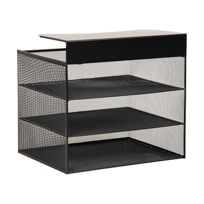 Mind Reader Slide-On Under Desk File Organizer, No Tools Required, Hanging Storage for Laptops, Folders, and Notebooks, Metal, Black - size: Horizontal