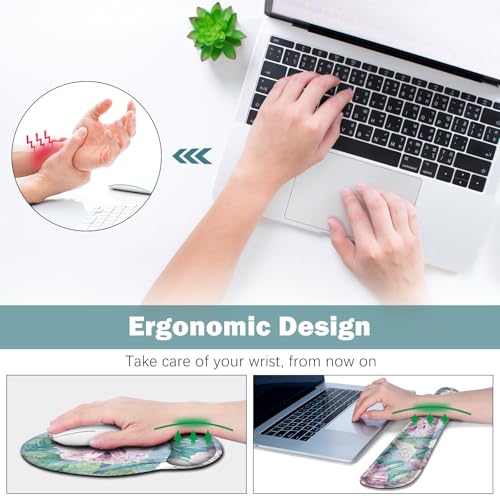 ARTSO Large Mouse Pad and Keyboard Wrist Rest, Desk Pad for Keyboard and Mouse, 4in1 Large Gaming Mouse Pad with Wrist Support, Desk Mat for Home Office Game, Retro Flowers - color: Retro Flowers