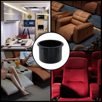 Dnyta 4pcs 4"x2.6" Black Plastic Cup Holder Insert, Sofa Recliner Car Seat Cups Holder Replacement, Couch Cups Poker Table Cup Holders, for Table, Sofa, Boat, Truck, Car, Recline - color: 4pcs, Black, size: 4" x 2.6", Regular style