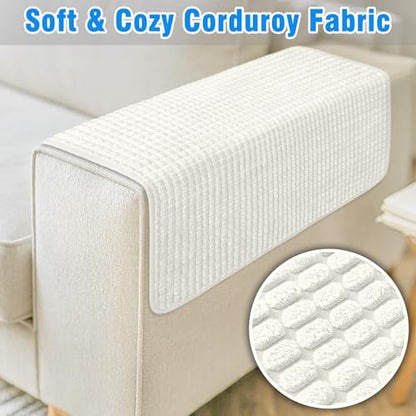 Couch Arm Covers, Sofa Arm Covers, Waterproof Armrest Cover for Sofa, Armchair, Loveseat, Headrest Cover, Non-Slip Recliner Arm Cover, Arm Chair Covers Set of 2 (Cream, 23"×19") - color: Cream, size: 23" x 19" - 2 pcs
